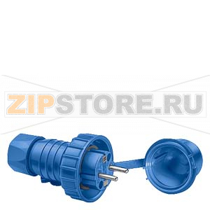 DELTA FLACHE СИНИЙ ВИЛКА SCHUKO 10А 250В IP68 С ЗАЩИТНОЙ КРЫШКОЙ Siemens 5UH1150 