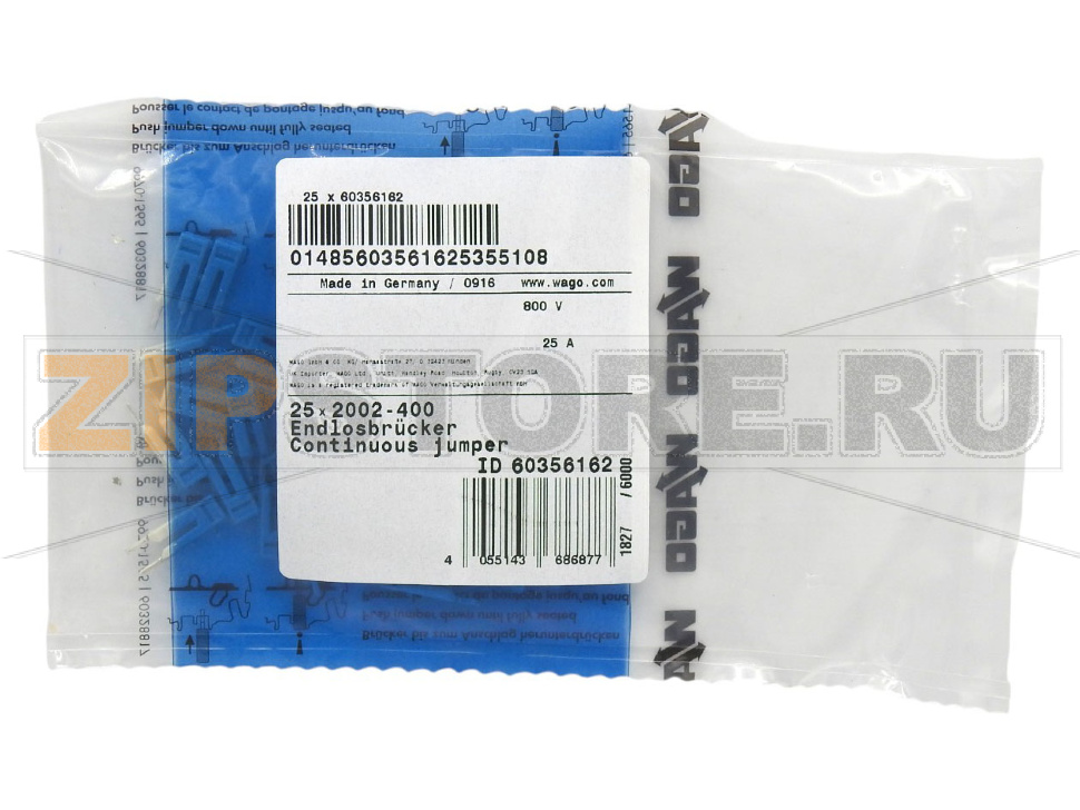 Непрерывная перемычка; 2-канальные; изолированные; светло-серые Wago 2002-400 