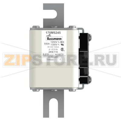 Предохранитель, 550 A, AC 1250 В, 100 кА, size 2, 61x77x138 мм, aR, DIN, IEC Eaton FUSE 550A 12 