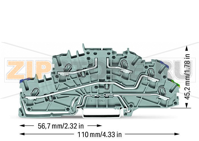 Многоуровневые клеммы для монтажа; 4 mm; Базовая клемма без ножевого размыкателя; L/N/PE; Push-in CAGE CLAMP®; 2,50 mm; серые Wago 2003-6661 