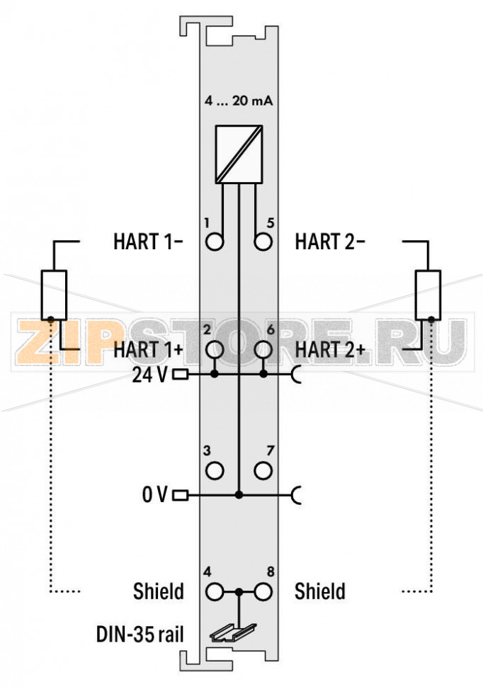 2 аналоговых ввода; 4-20 мА HART; Внешняя температура; - Wago 750-482/025-000 