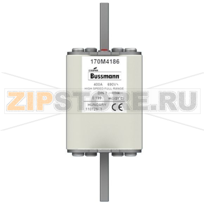 Предохранитель, 400 A, AC 690 В, 200 кА, DIN 1, 52x66x135 мм, gR, DIN, IEC Eaton FUSE 400A 690V 