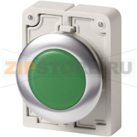 Оповещатель световой плоский, круглый, хромированный, зеленый 1 шт Eaton M30C-FL-G