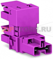 h-distribution connector; 2-pole; Cod. B; 1 input; 2 outputs; outputs on one side; 2 locking levers; pink Wago 770-1653