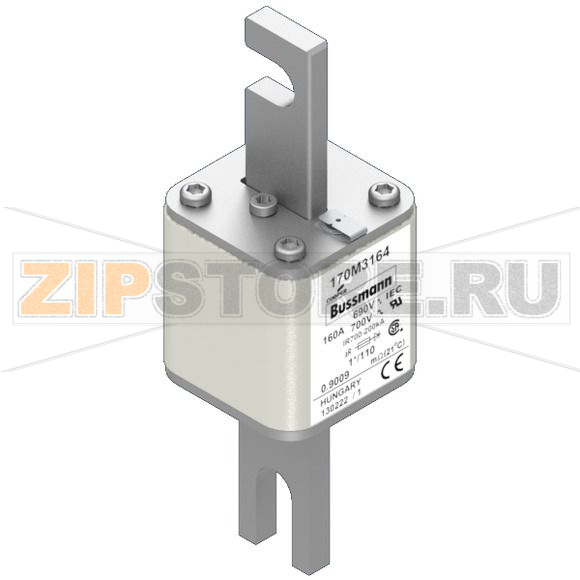 Предохранитель, 160 A, AC 690 В, 200 кА, size 1, 45x45x134 мм, aR, DIN, IEC Eaton FUSE 160A 690 