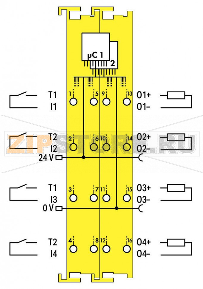 Отказоустойчивый 4/4-канальный дискретный вход/выход; тока; 2 А; PROFIsafe V2.0 iPar; желтые Wago 750-667/000-003 