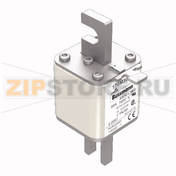 Предохранитель, 80 A, AC 690 В, 200 кА, DIN 1, 45x58x104 мм, aR, DIN, IEC Eaton FUSE 80A 690V 1 