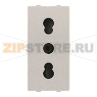 Розетка модульная ITA стандарта с заземлением, 2P+E, 1M, 16 А, 127 В, серебристый ABB 2CLA213300N1301