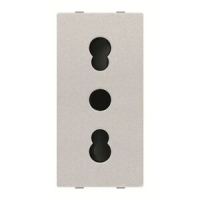 Розетка модульная ITA стандарта с заземлением, 2P+E, 1M, 16 А, 127 В, серебристый ABB 2CLA213300N1301