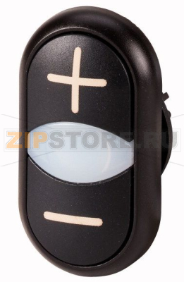 Кнопка двойная с сигнальной лампой с обозначением + -, белая/черная Eaton M22S-DDL-S-X4/X5 
