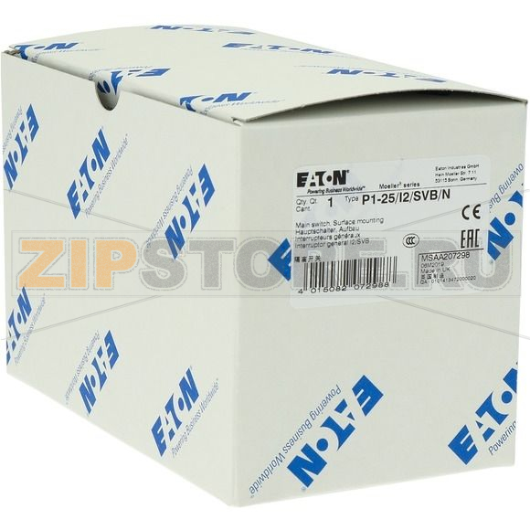 Выключатели главные, P1, 25 A, 3-полюсн. + N Eaton P1-25/I2/SVB/N 
