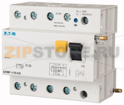 Блок защитный FI, 80A, 4p, 30 мА, тип AC Eaton AZFIMP-4-80-0, 03 