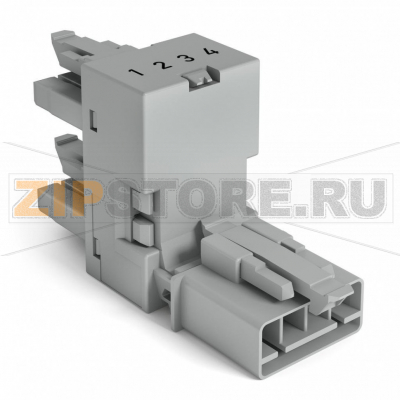 Ч-образный распределительный соединитель; 4-пол.; Код. B; 1 вход; 2 вывода; выходы на стороне; 3 фиксирующих рычага; для тонких проволочных выводов; серые Wago 890-1781 Protected against mismating and maintenance-freeLow profile with 4.4 mm pole spacingComponents can be clearly printed on and color-coded to meet custom requirements....