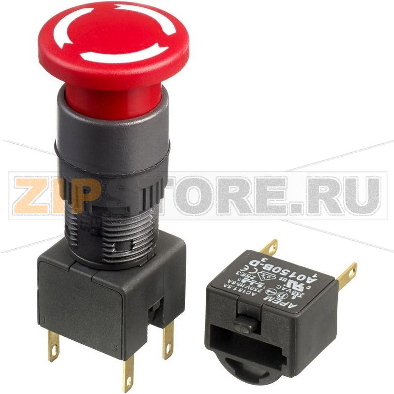 Кнопка аварийной остановки, красно-черная, 1 шт APEM A01ES-DM 