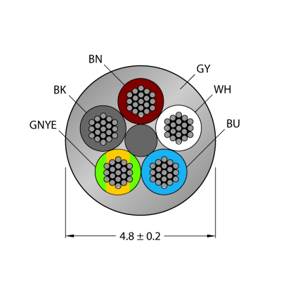 Кабель в катушке Turck CABLE(4+1)X0.34-XX-PUR-GY-100M/TXG 