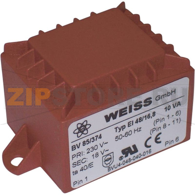 Трансформатор PCB 1x230 В, 1x18 В/AC, 10 ВА, 556 мА Weiss Elektrotechnik 85/374 