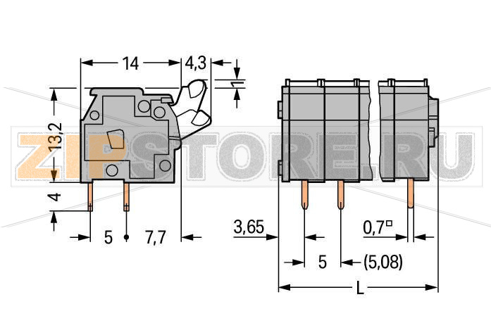 PCB terminal block; push-button; 2.5 mm; Pin spacing 5/5.08 mm; 24-pole; suitable for Ex-e applications; CAGE CLAMP®; commoning option; 2,50 mm; light gray Wago 255-424/000-009/999-950 Клеммные колодки с зажимами CAGE CLAMP®, монтаж с помощью нажимных кнопокУстановите шаг контактов в мм или дюймах либо сжав клеммные колодки плотнее, либо разделяя ихИдеальны для монтажа в полевых условиях благодаря простоте использования при помощи нажимных кнопокУдобный монтаж без использования инструментов...