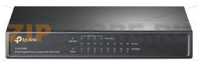 TP-Link TL-SG1008P. 8-портовый гигабитный настольный PoE коммутатор, 8 гигабитных портов RJ45 + 4 порта PoE, IEEE 802.3af, бюджет PoE 53 Вт, стальной корпус 