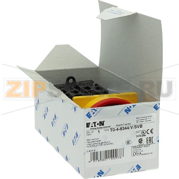 Переключатель вкл/выкл, T0, 20 A, 4 модуль, 8-полюсн Eaton T0-4-8344/IVS 