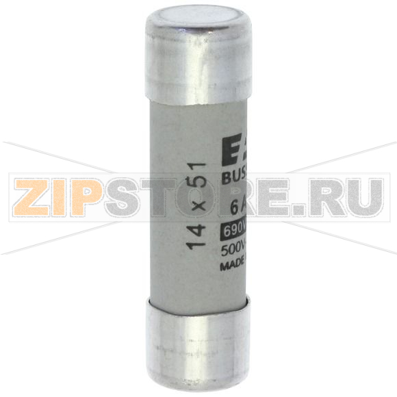 Предохранитель, 6 A, AC 690 В, 80 кА, 14x51 мм, gL/gG, IEC Eaton CYLINDRICAL FUSE 14x51 6A GG 6 