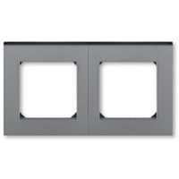 Рамка двухместная, сталь/дымчатый чёрный ABB 2CHH015020A6069