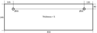 DOOR GLASS FOR OVEN 816x245x5 mm