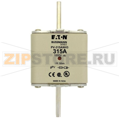 Предохранитель, 315 A, DC 1000 В, 50 кА, NH3, gPV, UL PV, UL, IEC Eaton FUSE 315A 1000V DC PV SIZE 