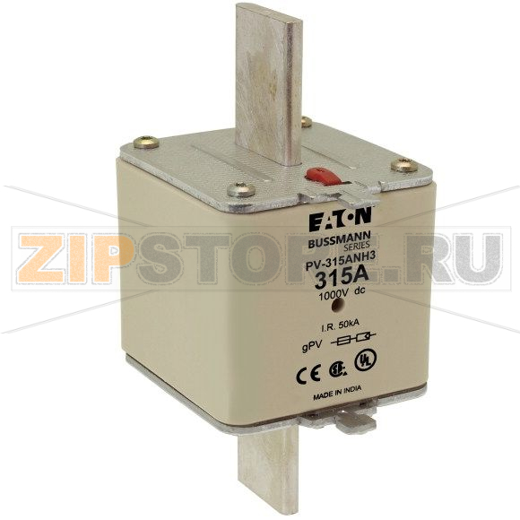 Предохранитель, 315 A, DC 1000 В, 50 кА, NH3, gPV, UL PV, UL, IEC Eaton FUSE 315A 1000V DC PV SIZE 