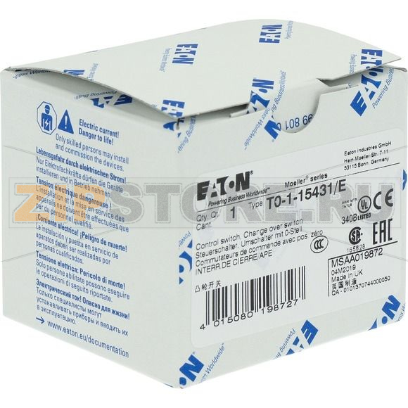 Переключатель, контакты: 2, 20 A, панель: HAND-0-AUTO, 45°, с фиксацией Eaton T0-1-15431/E 