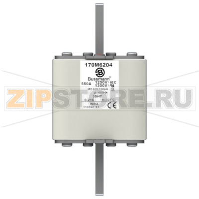 Предохранитель, 550 A, AC 1250 В, 100 кА, size 3, 76x76x150 мм, aR, IEC Eaton FUSE 550A 1250V 3 