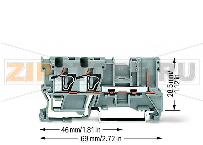 2-проводные / 1-контактные базовые клеммы; для DIN-рейки 35 x 15 и 35 x 7,5; 4 mm; CAGE CLAMP®; 4,00 mm; серые Wago 769-251 