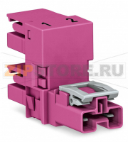 h-distribution connector; 2-pole; Cod. B; 1 input; 2 outputs; outputs on one side; 3 locking levers; for flying leads; pink Wago 770-1753