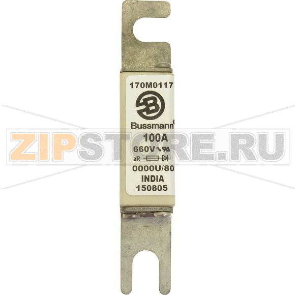 Предохранитель, 100 A, AC 660 В, 200 кА, size 0000, 18x19x100 мм, aR, UL Eaton FUSE 100A 660V 0 