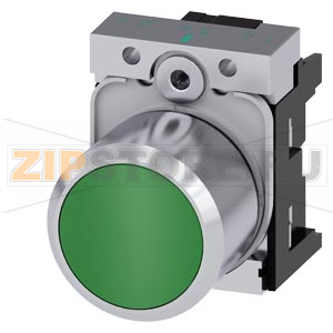 АКТУАТОР КНОПКИ С ВЫСОКИМ ФРОНТАЛЬНЫМ КОЛЬЦОМ (12MM), 22MM, КРУГЛ., МЕТАЛЛ, КНОПКА ЗЕЛЁНАЯ ПЛОСКАЯ, БЕЗ ФИКСАЦИИ, С ДЕРЖАТЕЛЕМ, С ГРАВИРОВКОЙ ЛАЗЕРОМ, ВЕРХНИЙ РЕГИСТР Siemens 3SU1250-0EB40-0AA0-Z&amp;nbsp;Y11 