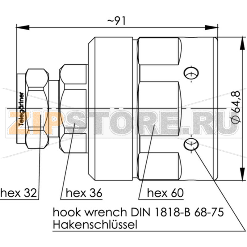Разъем DIN 7-16, 50 Ом, 1 шт Telegärtner J01120G0088 