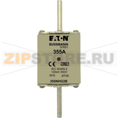 Предохранитель, 355 A, AC 500 В, 120 кА, NH2, gL/gG, IEC Eaton NH FUSE 355A 500V GG/GL SIZE 2 
