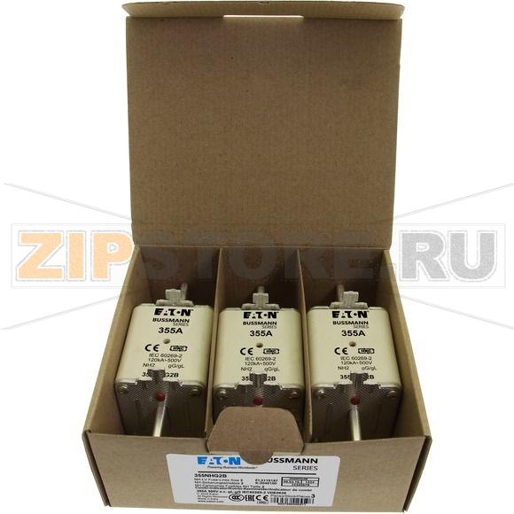 Предохранитель, 355 A, AC 500 В, 120 кА, NH2, gL/gG, IEC Eaton NH FUSE 355A 500V GG/GL SIZE 2 