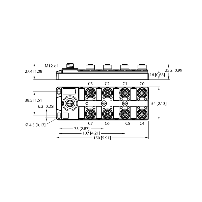 I/O-концентратор для подключения дискретных сигналов к IO-Link мастеру Turck TBIL-M1-16DXP-B 