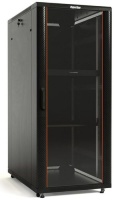 Hyperline TTB-4281-AS-RAL9004 Шкаф напольный 19-дюймовый, 42U, 2055x800х1000 мм (ВхШхГ), передняя стеклянная дверь со стальными перфорированными боковинами, задняя дверь сплошная, ручка с замком, крыша нового типа, цвет черный, разобранный