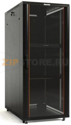 Hyperline TTB-4281-AS-RAL9004 Шкаф напольный 19-дюймовый, 42U, 2055x800х1000 мм (ВхШхГ), передняя стеклянная дверь со стальными перфорированными боковинами, задняя дверь сплошная, ручка с замком, крыша нового типа, цвет черный, разобранный 