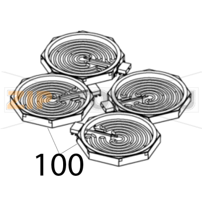 Heating element 2500 W, 230 V Vortmax SSOC E74 Heating element 2500 W, 230 V Vortmax SSOC E74Запчасть на деталировке под номером: 100