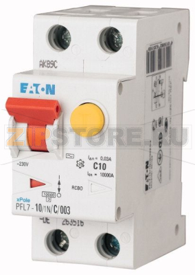 Выключатель автоматический дифференциальный 10/0,03А (AC), 1+N полюсов Eaton PFL7-10/1N/B/03 
