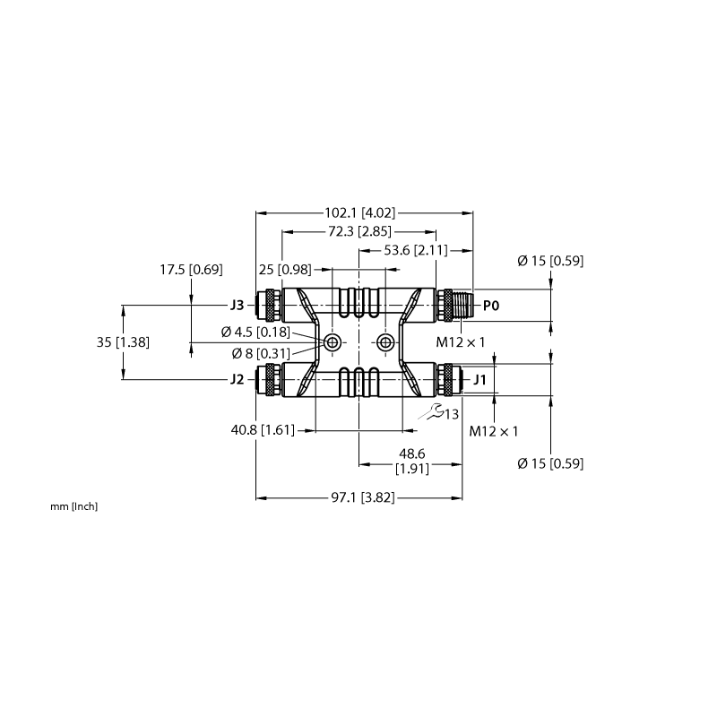 H-разветвитель (большой) Turck VH3-M12T-M4-3F4 