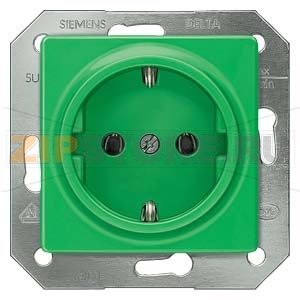 DELTA I-SYSTEM ЗЕЛЕНЫЙ РОЗЕТКА SCHUKO 10A DC/16A AC 250В C ЗАЩИТНЫМ КОНТАКТОМ С БЕЗРЕЗЬБОВЫМИ КОНТАКТНЫМИ ЗАЖИМАМИ ЭЛ.-МЕХ.ЧАСТЬ Siemens 5UB1512 
