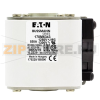 Предохранитель, 550 A, AC 1250 В, 100 кА, size 3, 76x92x76 мм, aR, IEC UL Eaton FUSE 550A 1250