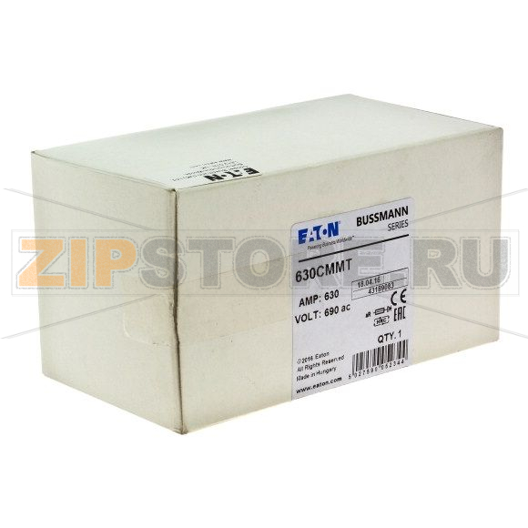 Предохранитель, 630 A, AC 690 В, 200 кА, BS88, 83x136 мм, aR, BS, 110 мм Eaton 630A 690V TYPE T F 