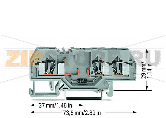 Component terminal block; 3-conductor; with diode 1N4007; anode, left side; for DIN-rail 35 x 15 and 35 x 7.5; 4 mm; CAGE CLAMP®; 4,00 mm; gray Wago 281-673/281-410 Примечание:Terminating Aluminum ConductorsWAGO spring clamp terminal blocks are suitable for solid aluminum conductors up to 4 mm?/12 AWG if WAGO “Alu-Plus” Contact Paste is used for termination.“Alu-Plus” Contact Paste Advantages:Automatically destroys the oxide film during clamping.Prevents fresh oxidation at the clamping point.Prevents electrolytic corrosion between aluminum and copper conductors (in the same terminal block).Provides long-term protection against corrosion....