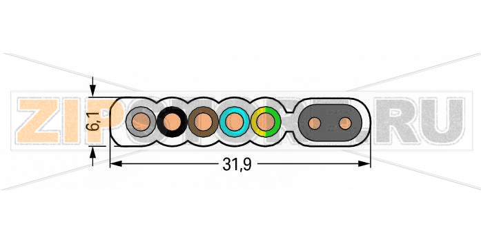 Плоский кабель; Eca; 5G 2,5 мм + 2 x 1,5 мм; PVC; 3L + N + PE + 2 шины; 0,6/1 кВ; 2,50 mm; фиолетовые Wago 897-261 
