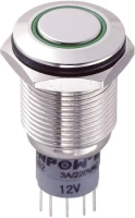 Кнопка антивандальная 250 В/AC, 3 А, 2 x вкл/вкл, с фиксацией, IP67, 1 шт TRU Components LAS2GQF-22ZE/G/12V/N/P