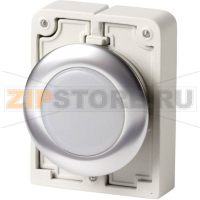 Оповещатель световой плоский, круглый, хромированный, белый 1 шт Eaton M30C-FL-W